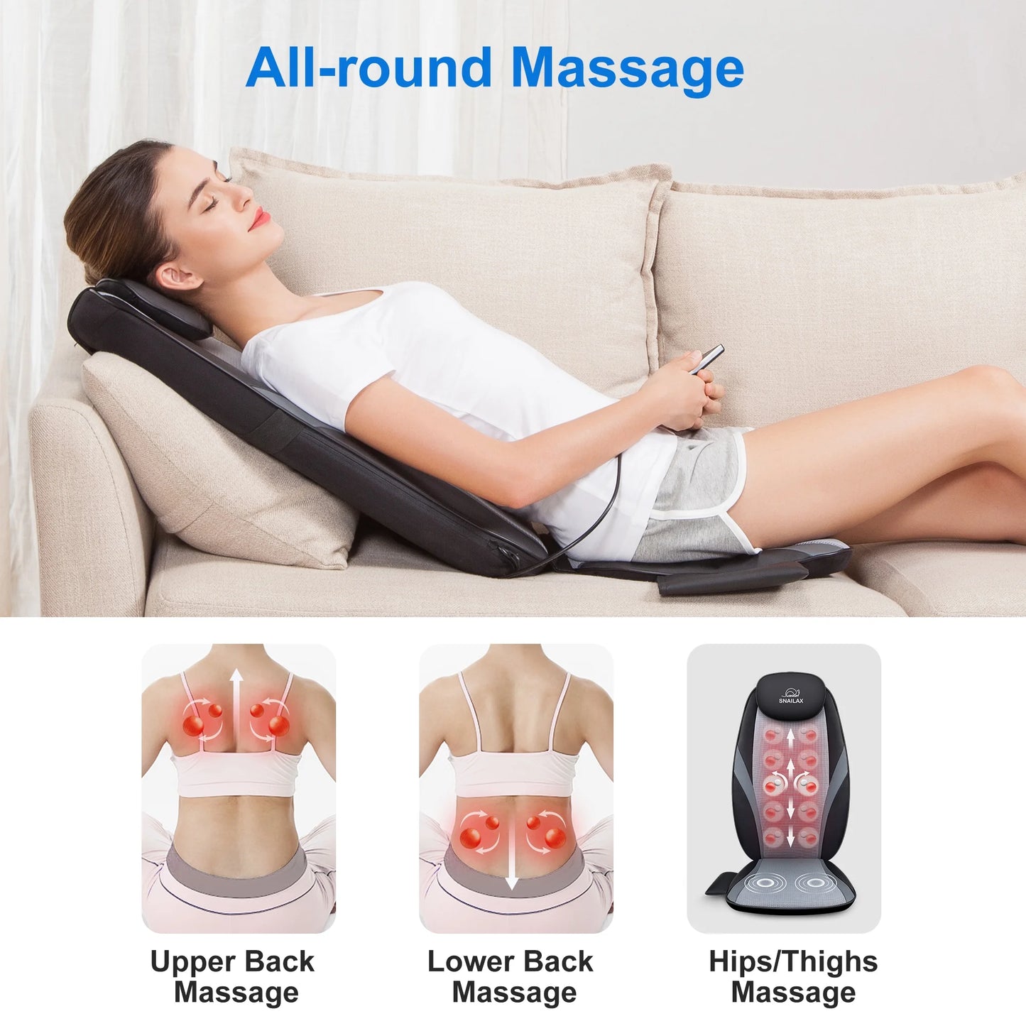 Back Massager with Heat, Electric Tissue Kneading Massage Chair Pad, Gifts