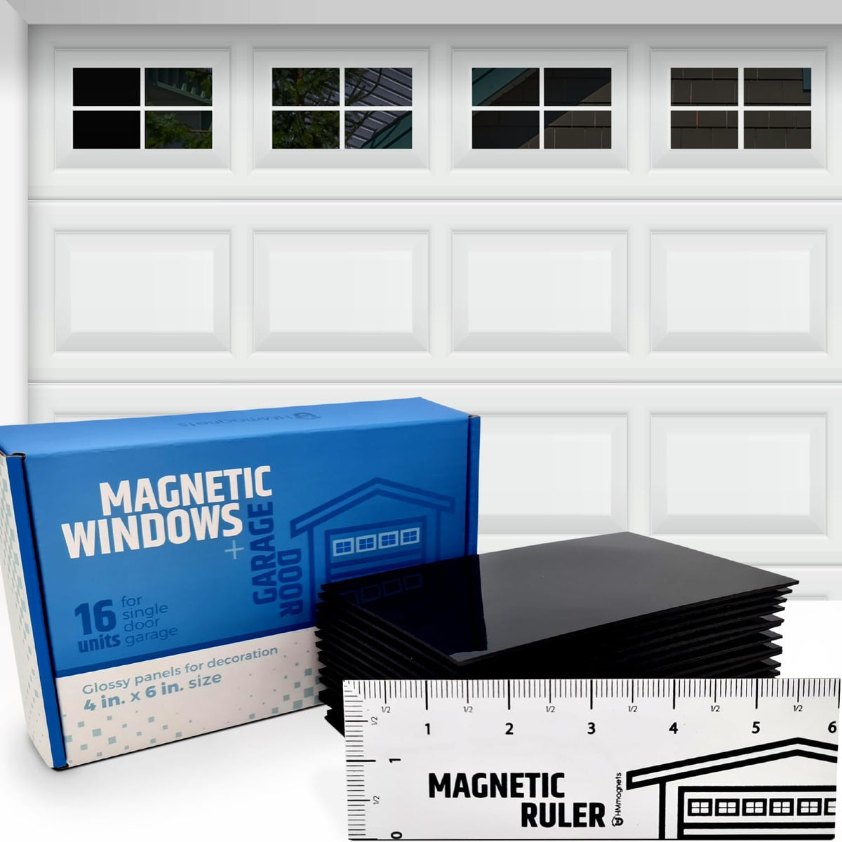 Heavy Duty Magnetic Garage Door Hardware Set - Will Not Slip or Fall – 4 Hinges, 2 Handles