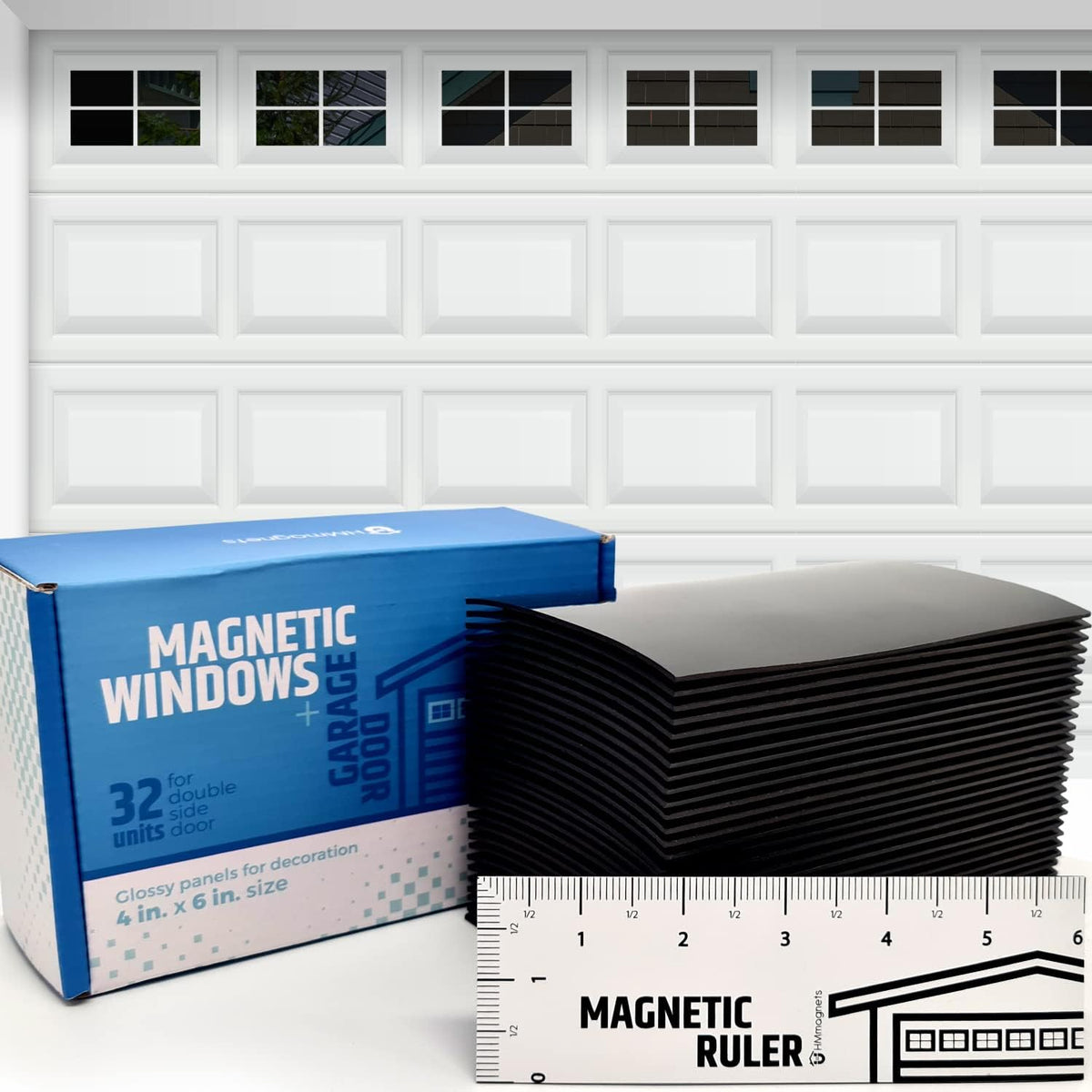 Heavy Duty Magnetic Garage Door Hardware Set - Will Not Slip or Fall – 4 Hinges, 2 Handles