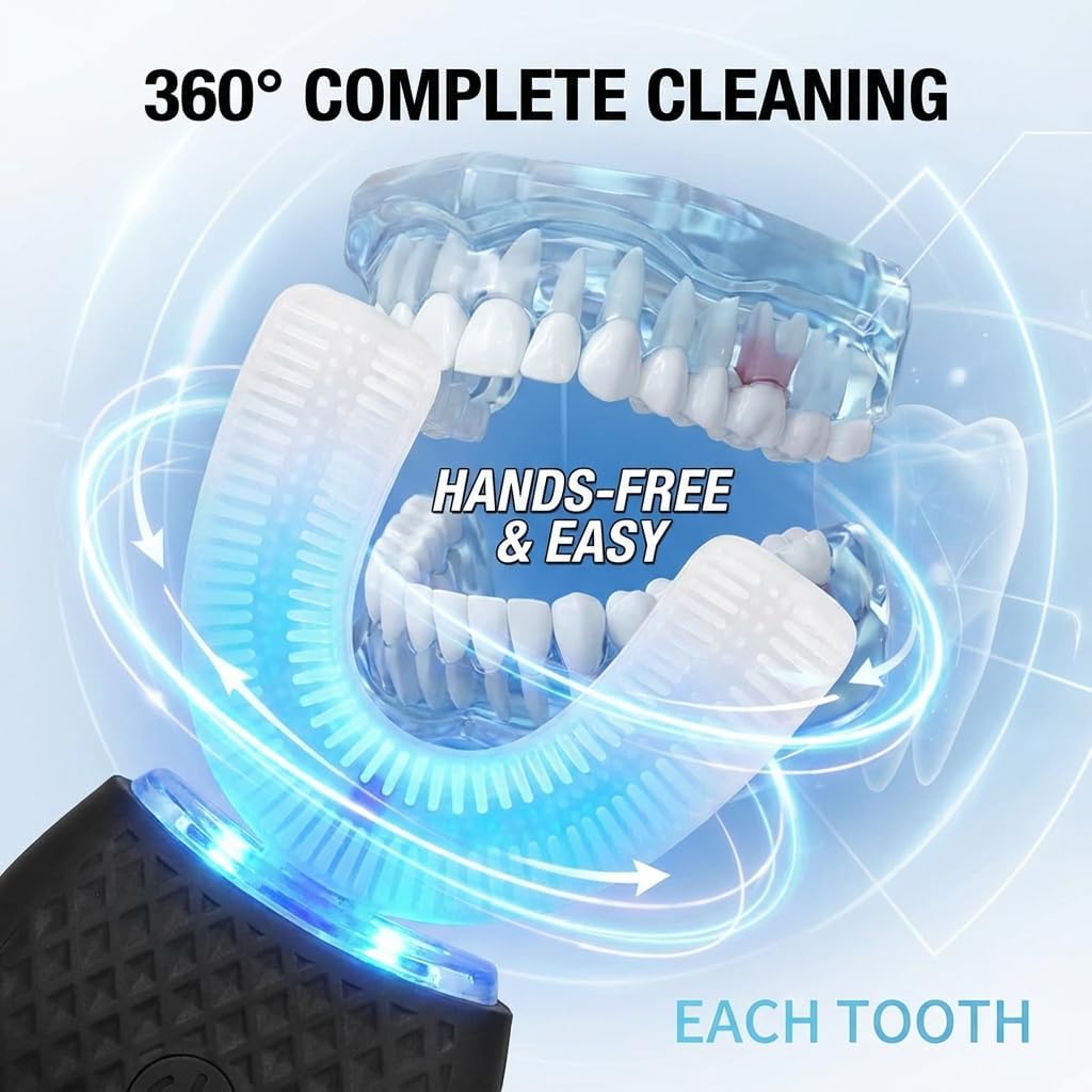 Professional 360° Ultrasonic Toothbrush & Blue Light Whitening Kit