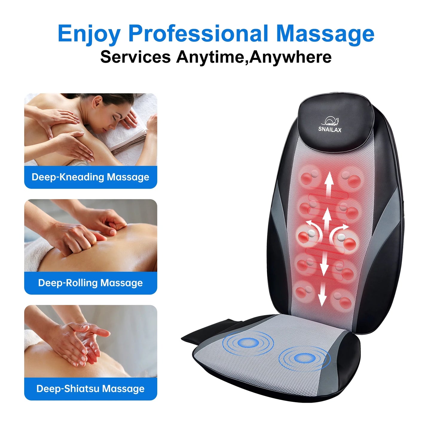Back Massager with Heat, Electric Tissue Kneading Massage Chair Pad, Gifts