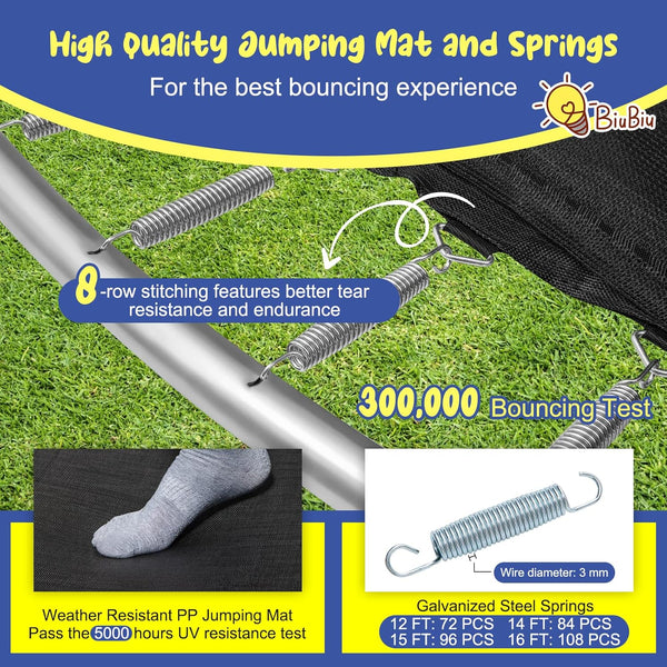 12FT Trampoline For Adults Kids With Basketball Hoop, Outdoor Trampolines W Ladder And Safety