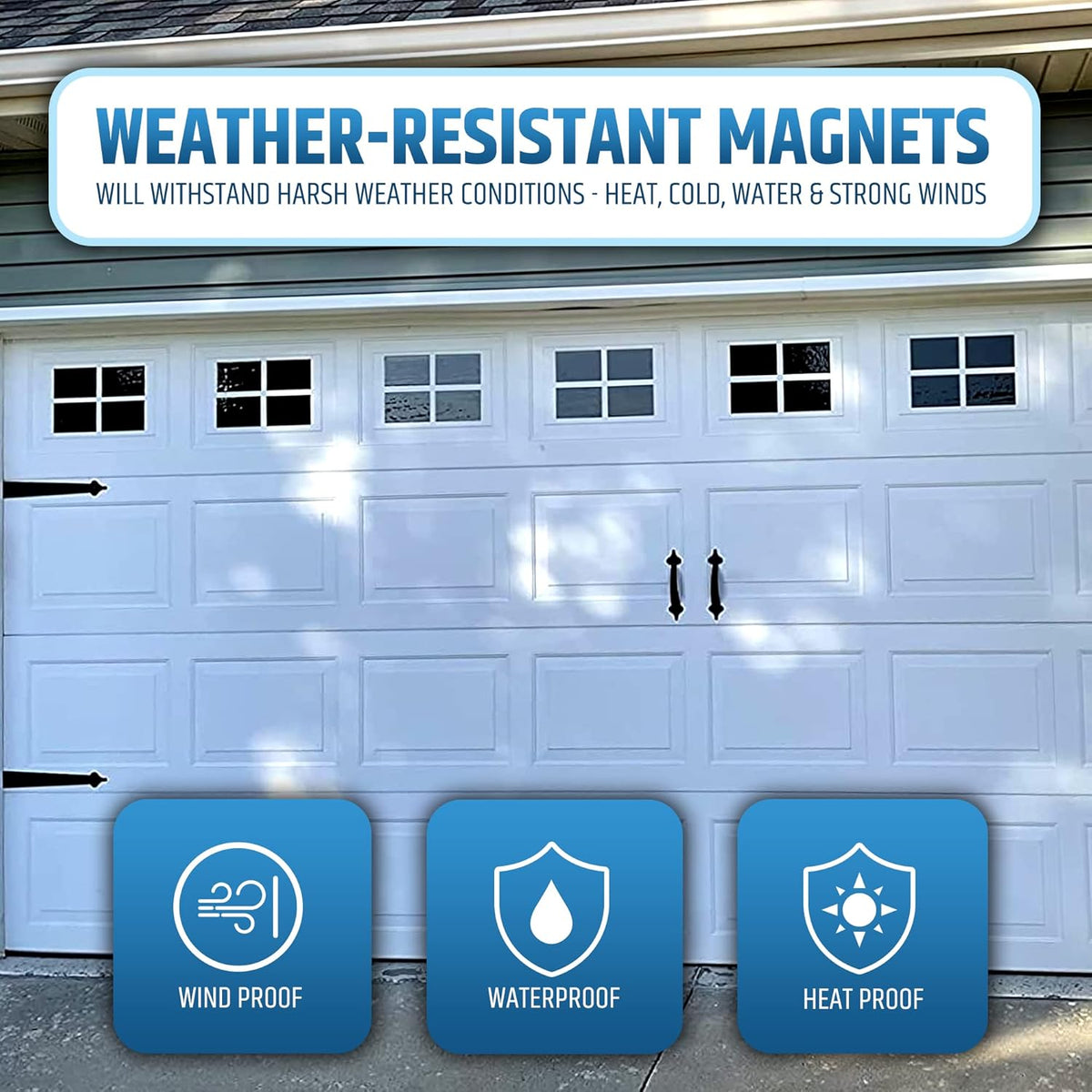 Heavy Duty Magnetic Garage Door Hardware Set - Will Not Slip or Fall – 4 Hinges, 2 Handles