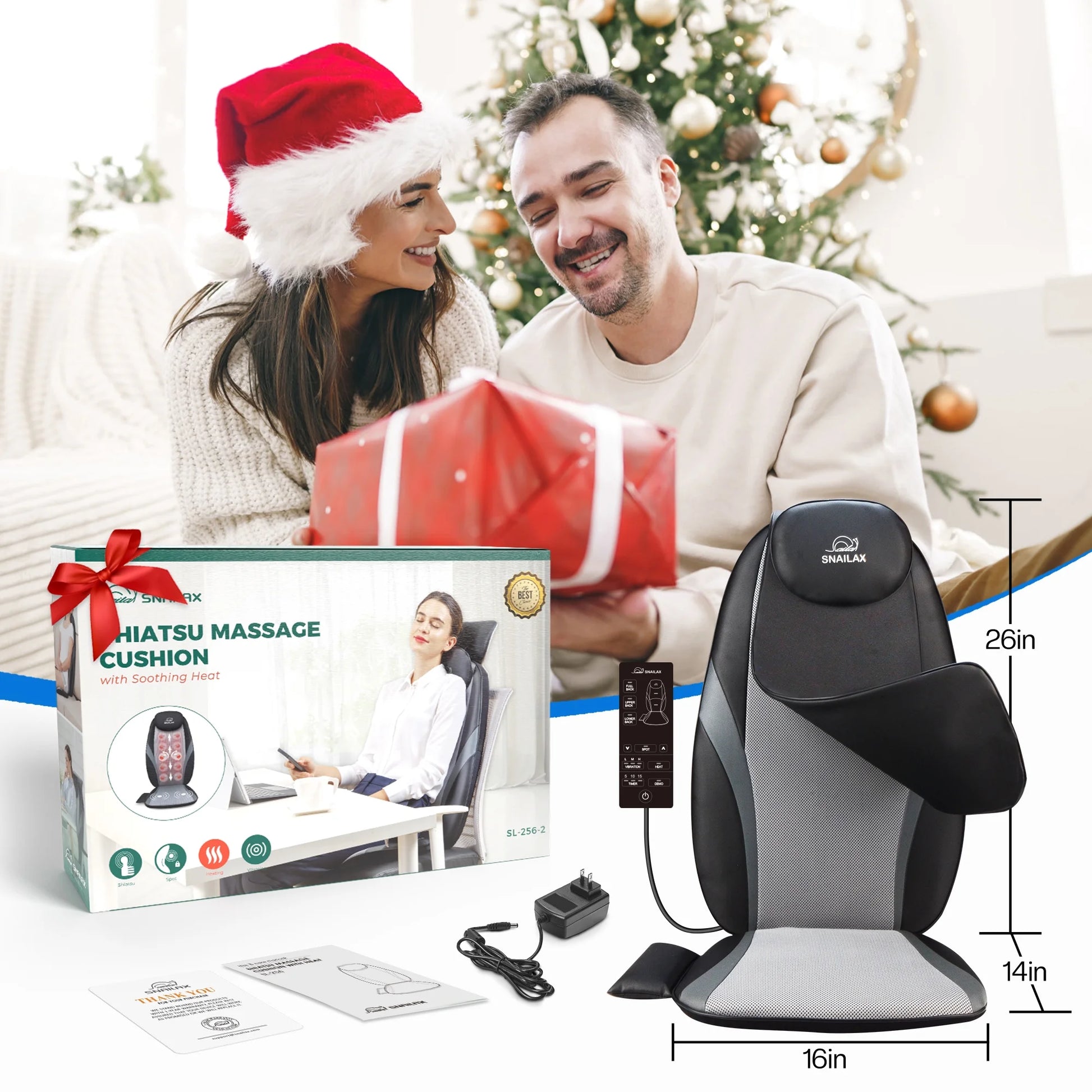 Back Massager with Heat, Electric Tissue Kneading Massage Chair Pad, Gifts