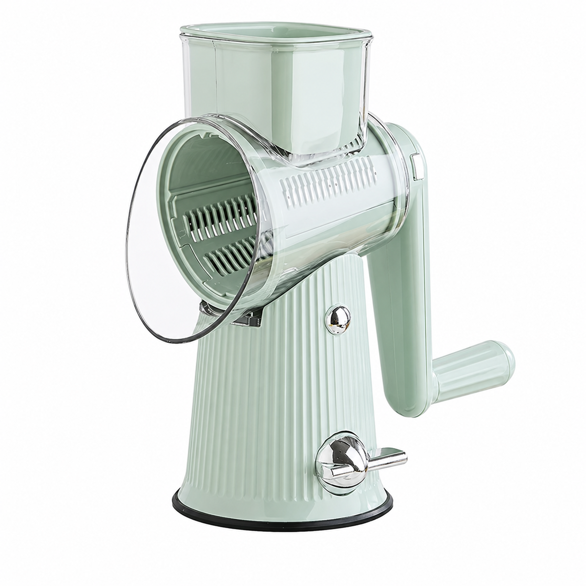 Rotary Cheese Grater/ Shredder /Manual Vegetable Slicer/ Nuts Grinder /Round Mandolin Slicer with Handle and 5 Drum Blades