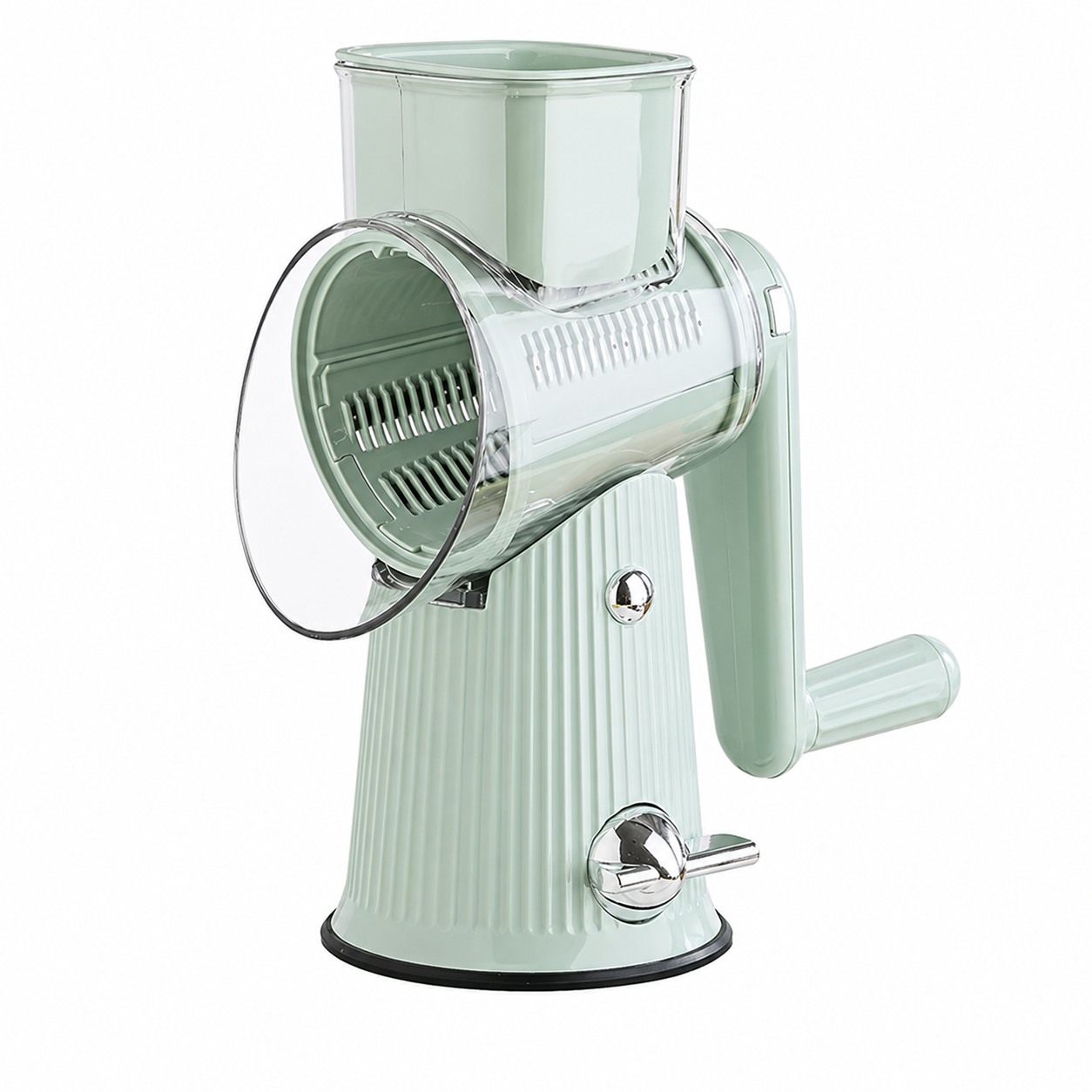 Rotary Cheese Grater/ Shredder /Manual Vegetable Slicer/ Nuts Grinder /Round Mandolin Slicer with Handle and 5 Drum Blades