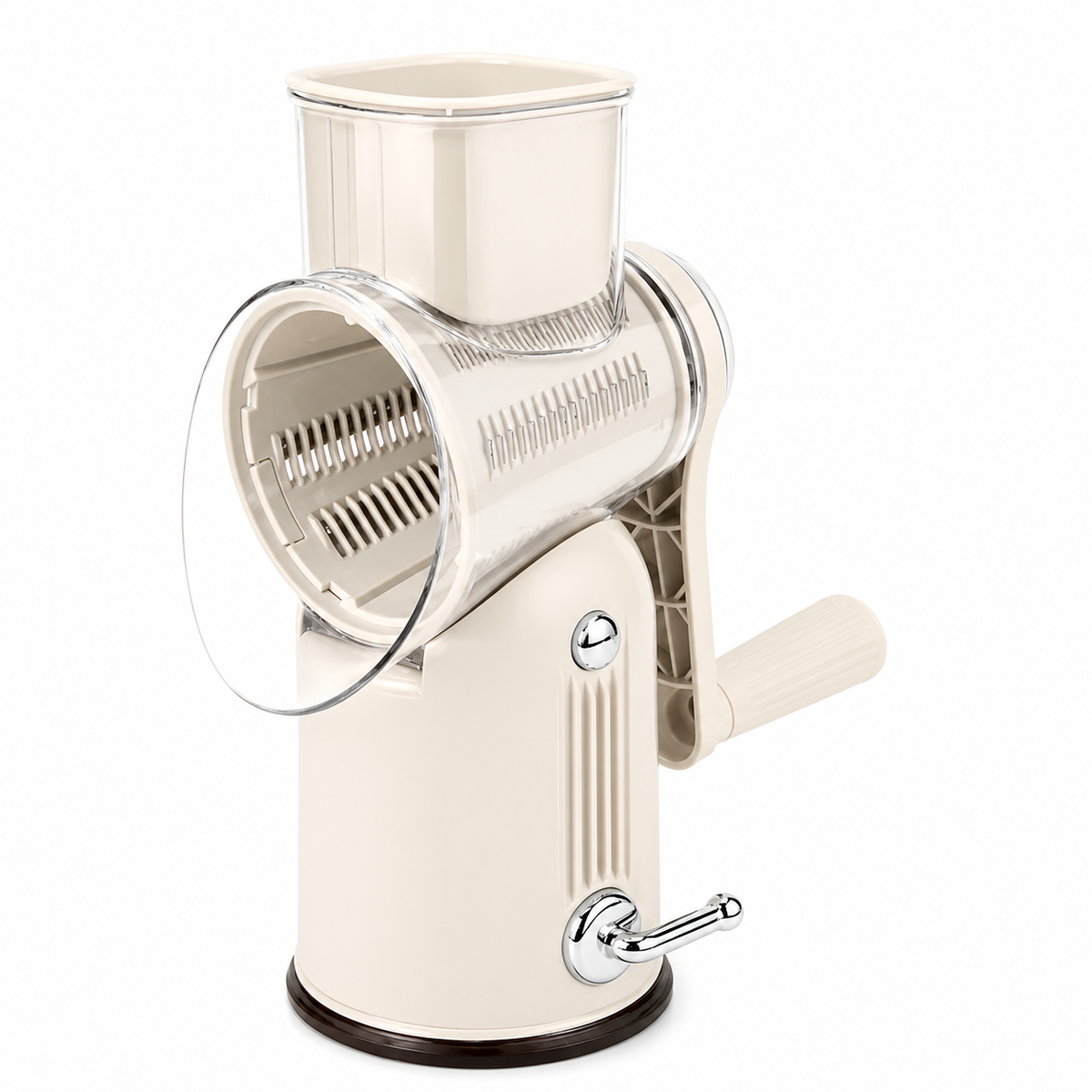 Rotary Cheese Grater/ Shredder /Manual Vegetable Slicer/ Nuts Grinder /Round Mandolin Slicer with Handle and 5 Drum Blades