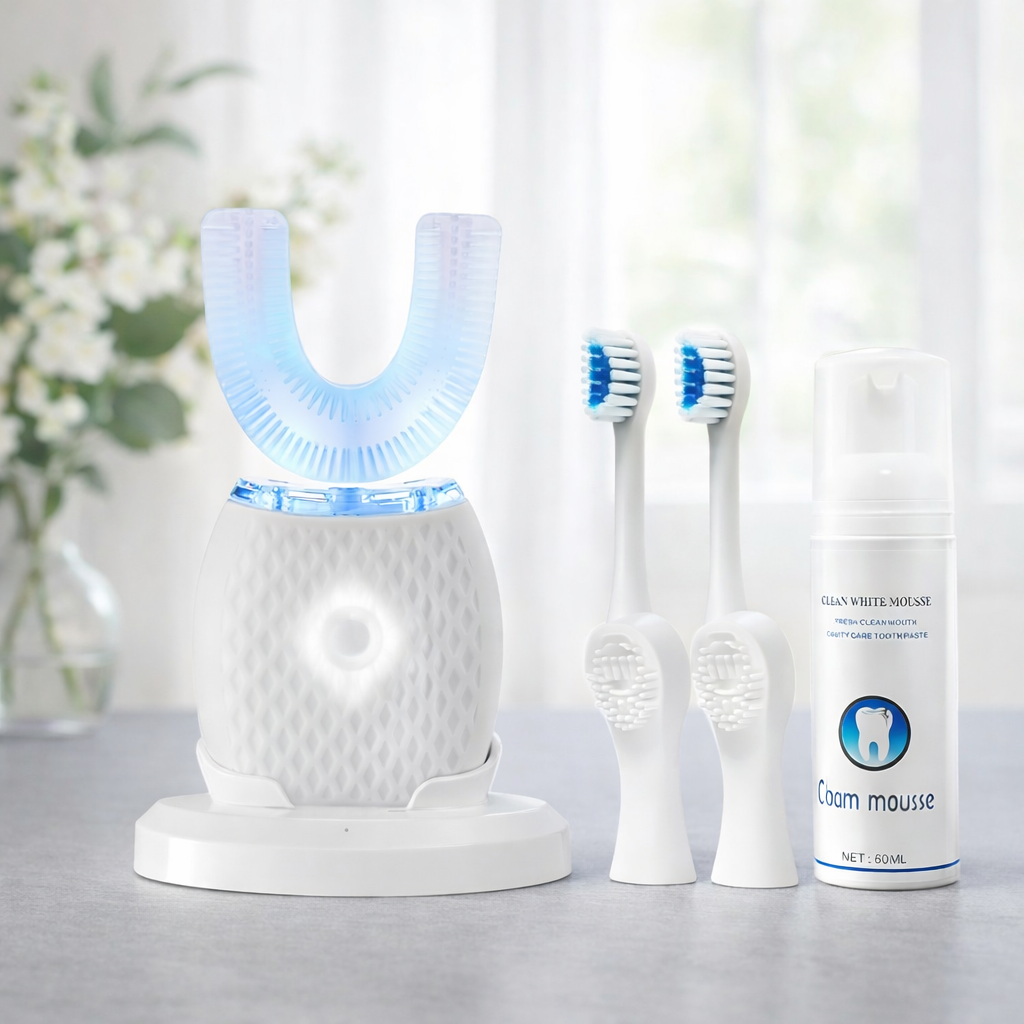 Professional 360° Ultrasonic Toothbrush & Blue Light Whitening Kit