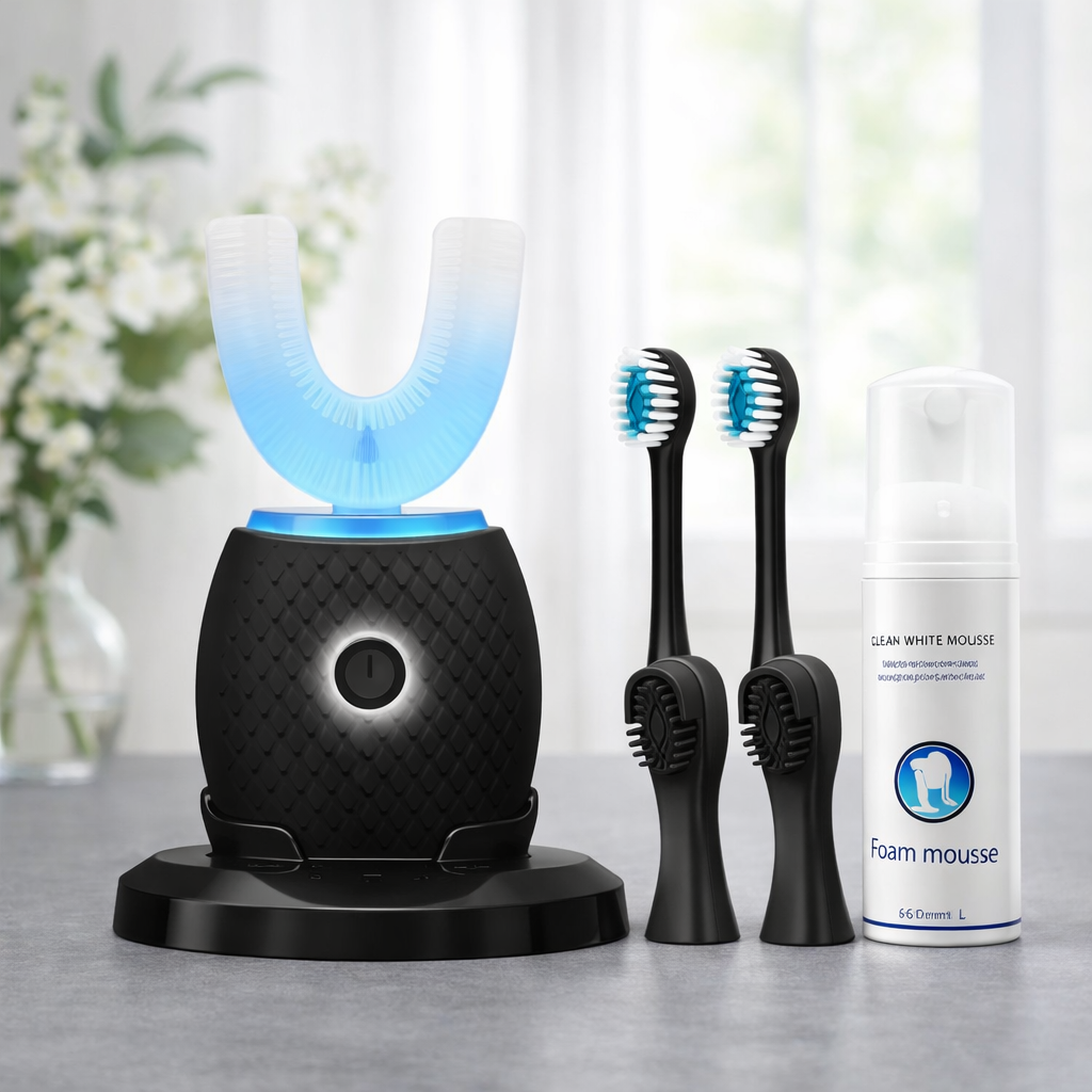 Professional 360° Ultrasonic Toothbrush & Blue Light Whitening Kit