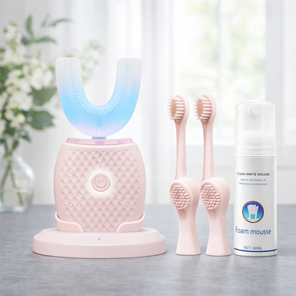 Professional 360° Ultrasonic Toothbrush & Blue Light Whitening Kit