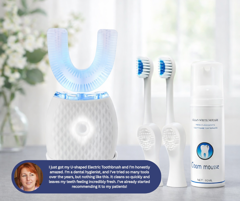 Professional 360° Ultrasonic Toothbrush & Blue Light Whitening Kit