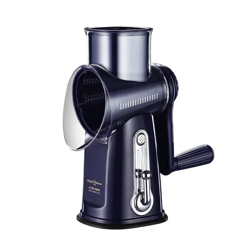 Rotary Cheese Grater/ Shredder /Manual Vegetable Slicer/ Nuts Grinder /Round Mandolin Slicer with Handle and 5 Drum Blades