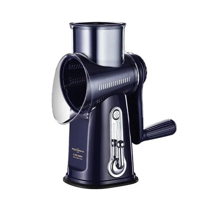 Rotary Cheese Grater/ Shredder /Manual Vegetable Slicer/ Nuts Grinder /Round Mandolin Slicer with Handle and 5 Drum Blades