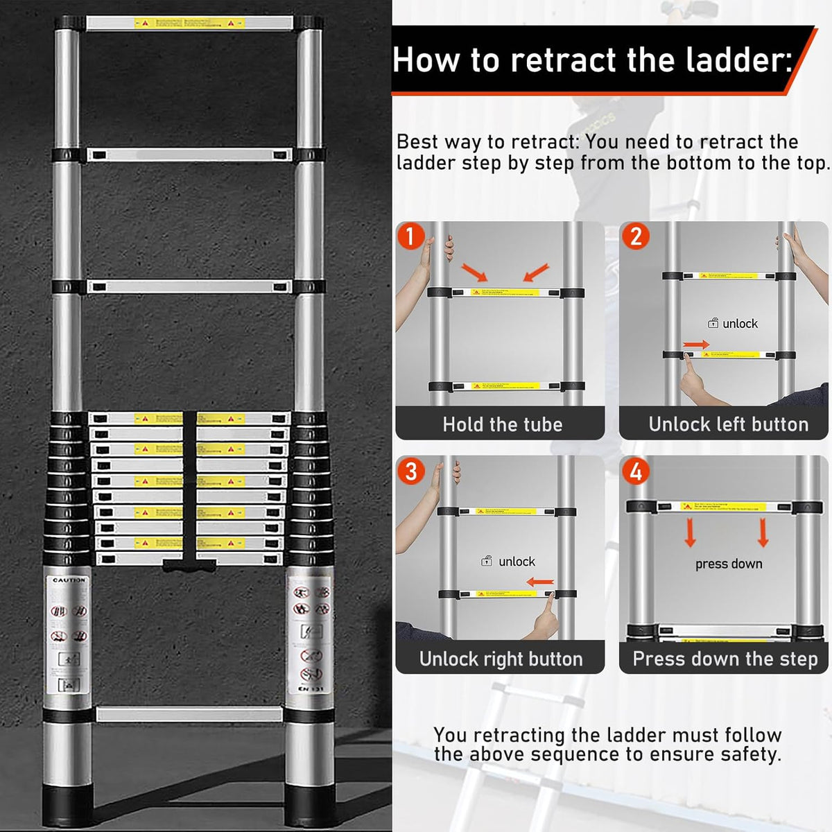 Aluminum Alloy Single-sided Telescopic Ladder Folding